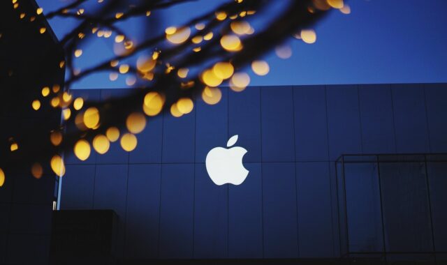 apple, bokeh, building, lights, logo, blue logo, blue building, blue apple, blue bokeh, logo, logo, logo, logo, logo