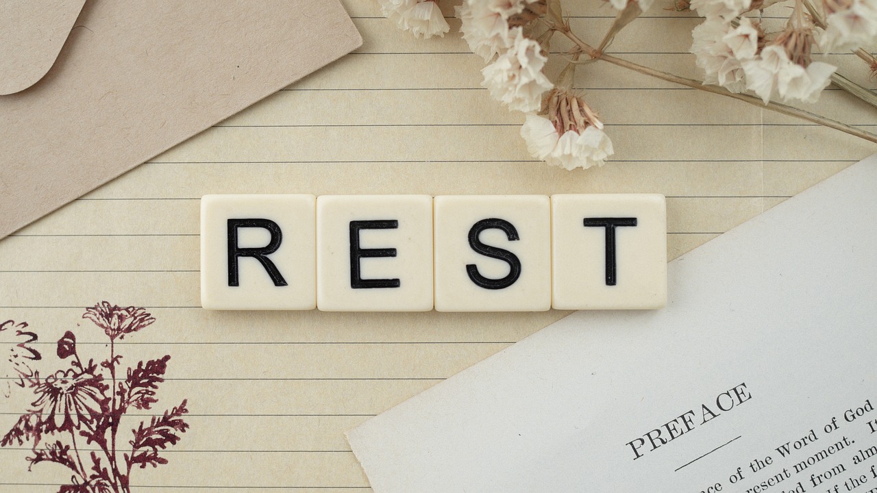 rest, letters, letter blocks, relaxation, relax, leisure, vacations, napping, recovery, sleep, spa, therapy, self care, flat lay, recovery, self care, self care, self care, self care, self care